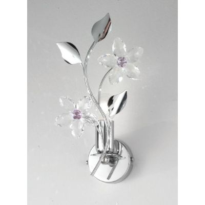 SANDRA APPLIQUE 1 LUCE FINITURA CROMO CON FIORI DECORATIVI IN CRISTALLO STILE CLASSICO CRISTALENSI LUX - Cristalensi Shop Online