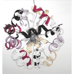 RICCIOLO SOSPENSIONE MODERNA FINITURA CROMO CON RICCIOLI IN VETRO COLORATO CRISTALENSI LUX - Cristalensi Shop Online