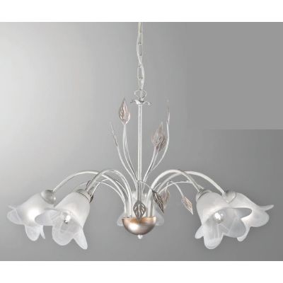 GRETA SOSPENSIONE CLASSICA IN METALLO BIANCO ANTICO CON DIFFUSORI FLOREALI IN VETRO ECONOMICA CRISTALENSI LUX - Cristalensi Shop