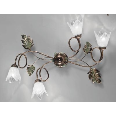 FICO PLAFONIERA FLOREALE 4 LUCI IN METALLO AVORIO O BRONZO CON DIFFUSORI IN VETRO CRISTALENSI LUX - Cristalensi Shop Online