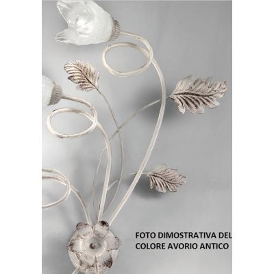 FICO PLAFONIERA FLOREALE 4 LUCI IN METALLO AVORIO O BRONZO CON DIFFUSORI IN VETRO CRISTALENSI LUX - Cristalensi Shop Online