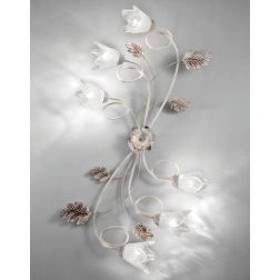 FICO PLAFONIERA 6 LUCI IN METALLO AVORIO O BRONZO FLOREALE CON DIFFUSORI IN VETRO CRISTALENSI LUX - Cristalensi Shop Online