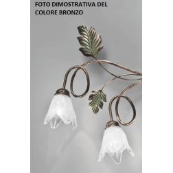 FICO PLAFONIERA 6 LUCI IN METALLO AVORIO O BRONZO FLOREALE CON DIFFUSORI IN VETRO CRISTALENSI LUX - Cristalensi Shop Online 2