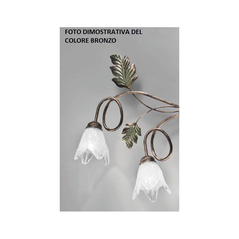 FICO PLAFONIERA 6 LUCI IN METALLO AVORIO O BRONZO FLOREALE CON DIFFUSORI IN VETRO CRISTALENSI LUX - Cristalensi Shop Online