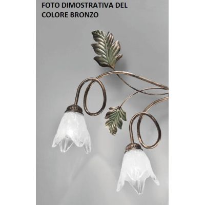 FICO PLAFONIERA 6 LUCI IN METALLO AVORIO O BRONZO FLOREALE CON DIFFUSORI IN VETRO CRISTALENSI LUX - Cristalensi Shop Online