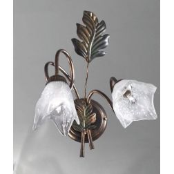 FICO APPLIQUE 2 LUCI IN METALLO AVORIO O BRONZO FLOREALE CON DIFFUSORI IN VETRO CRISTALENSI LUX - Cristalensi Shop Online