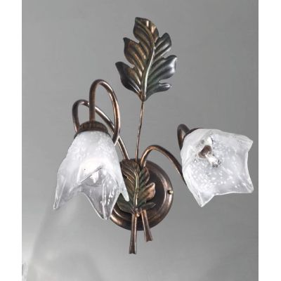 FICO APPLIQUE 2 LUCI IN METALLO AVORIO O BRONZO FLOREALE CON DIFFUSORI IN VETRO CRISTALENSI LUX - Cristalensi Shop Online