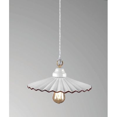 LIBERTY SOSPENSIONE SINGOLA RUSTICA D25 IN CERAMICA CON PIATTO PLISSE BIANCO CRISTALENSI LUX - Cristalensi Shop Online