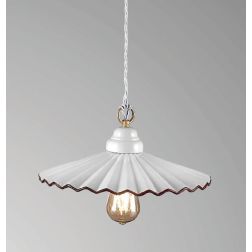 LIBERTY SOSPENSIONE SINGOLA RUSTICA D30 IN CERAMICA CON PIATTO PLISSE BIANCO CRISTALENSI LUX - Cristalensi Shop Online