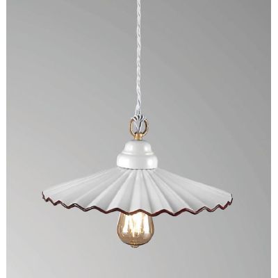 LIBERTY SOSPENSIONE SINGOLA RUSTICA D30 IN CERAMICA CON PIATTO PLISSE BIANCO CRISTALENSI LUX - Cristalensi Shop Online