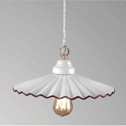 LIBERTY SOSPENSIONE RUSTICA D40 IN CERAMICA CON PIATTO PLISSE BIANCO CRISTALENSI LUX - Cristalensi Shop Online