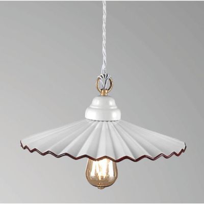 LIBERTY SOSPENSIONE RUSTICA D40 IN CERAMICA CON PIATTO PLISSE BIANCO CRISTALENSI LUX - Cristalensi Shop Online