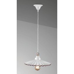 LIBERTY SOSPENSIONE RUSTICA D40 IN CERAMICA CON PIATTO PLISSE BIANCO CRISTALENSI LUX - Cristalensi Shop Online 2