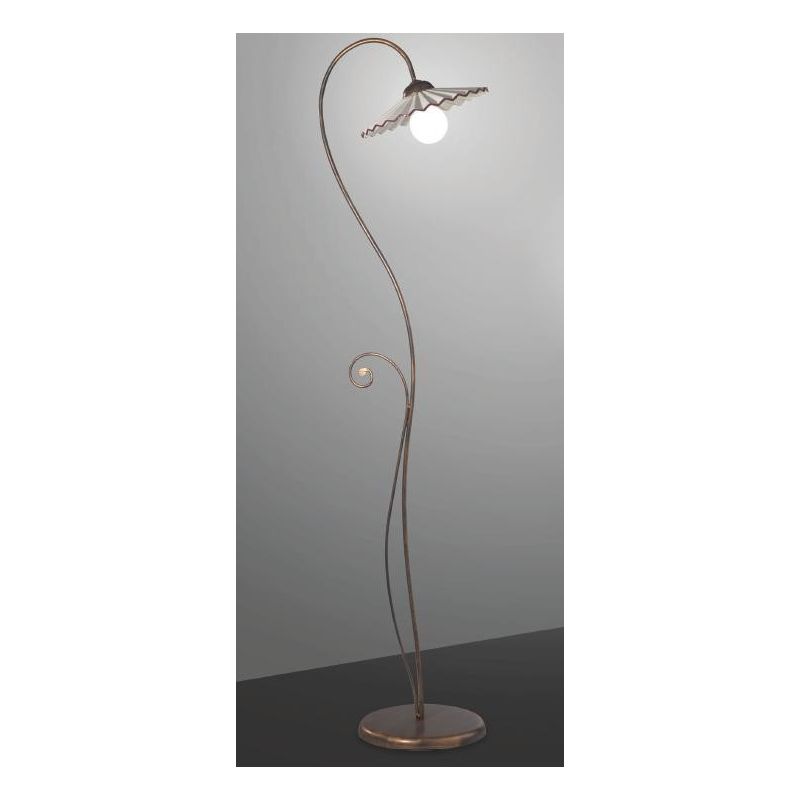 LIBERTY PIANTANA RUSTICA IN METALLO RUGGINE CON PIATTO PLISSE IN CERAMICA BIANCA CRISTALENSI LUX - Cristalensi Shop Online