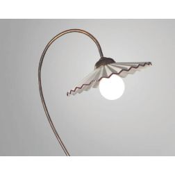 LIBERTY PIANTANA RUSTICA IN METALLO RUGGINE CON PIATTO PLISSE IN CERAMICA BIANCA CRISTALENSI LUX - Cristalensi Shop Online 2