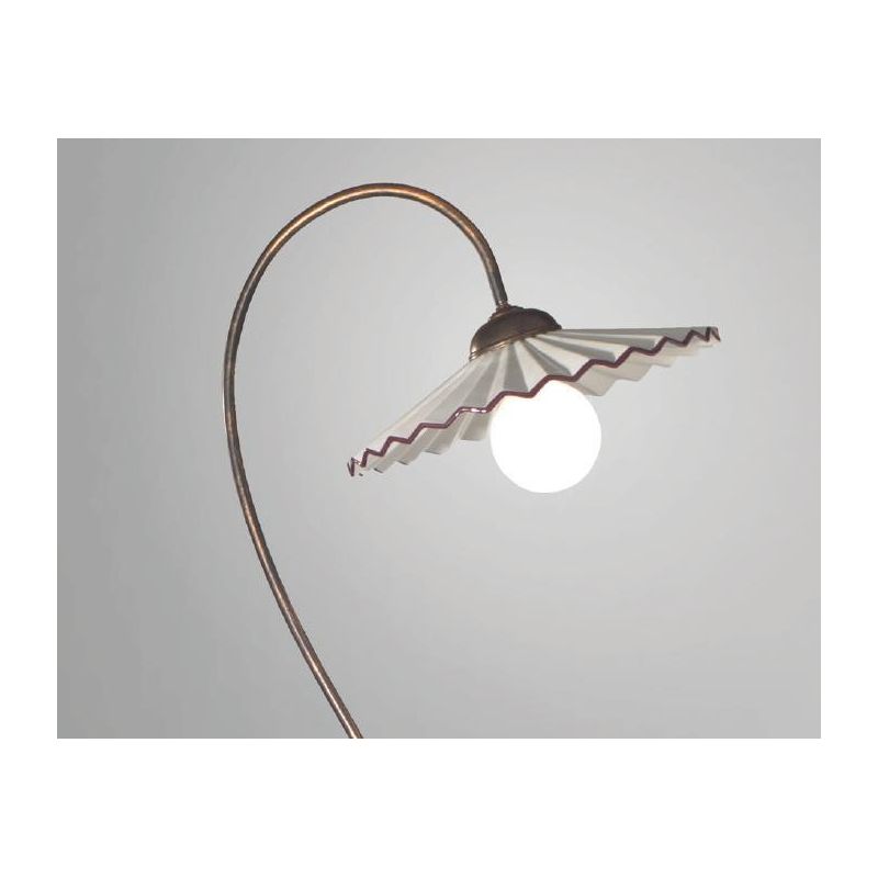 LIBERTY PIANTANA RUSTICA IN METALLO RUGGINE CON PIATTO PLISSE IN CERAMICA BIANCA CRISTALENSI LUX - Cristalensi Shop Online