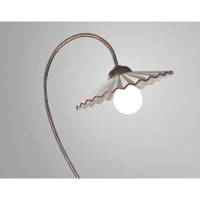 LIBERTY PIANTANA RUSTICA IN METALLO RUGGINE CON PIATTO PLISSE IN CERAMICA BIANCA CRISTALENSI LUX - Cristalensi Shop Online