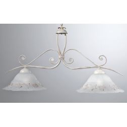 RICCIO BILANCIERE 2 LUCI IN METALLO AVORIO ANTICO CON DIFFUSORI IN VETRO DECORATO CRISTALENSI LUX - Cristalensi Shop Online
