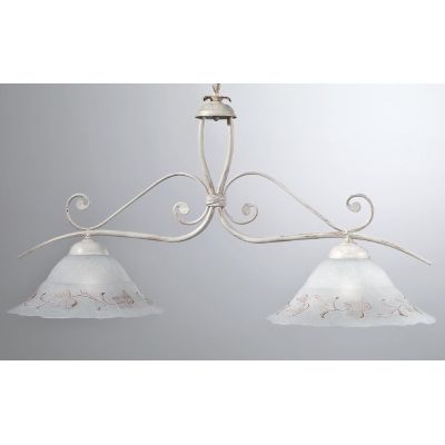 RICCIO BILANCIERE 2 LUCI IN METALLO AVORIO ANTICO CON DIFFUSORI IN VETRO DECORATO CRISTALENSI LUX - Cristalensi Shop Online