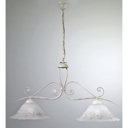 RICCIO BILANCIERE 2 LUCI IN METALLO AVORIO ANTICO CON DIFFUSORI IN VETRO DECORATO CRISTALENSI LUX - Cristalensi Shop Online 2