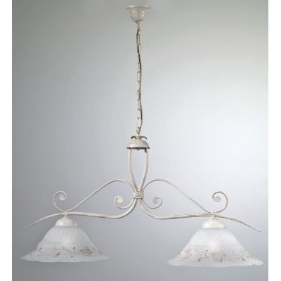 RICCIO BILANCIERE 2 LUCI IN METALLO AVORIO ANTICO CON DIFFUSORI IN VETRO DECORATO CRISTALENSI LUX - Cristalensi Shop Online