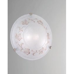 FOGLIA PLAFONIERA CLASSICA ROTONDA D30 IN VETRO CON DECORO EDERA MARRONE ECONOMICA CRISTALENSI LUX - Cristalensi Shop Online