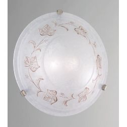 FOGLIA PLAFONIERA CLASSICA ROTONDA D40 IN VETRO CON DECORO EDERA MARRONE ECONOMICA CRISTALENSI LUX - Cristalensi Shop Online