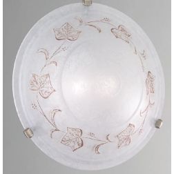FOGLIA PLAFONIERA ROTONDA D50 IN VETRO CON DECORO EDERA MARRONE CLASSICA ED ECONOMICA CRISTALENSI LUX - Cristalensi Shop Online