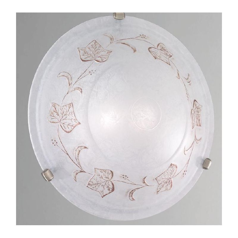 FOGLIA PLAFONIERA ROTONDA D50 IN VETRO CON DECORO EDERA MARRONE CLASSICA ED ECONOMICA CRISTALENSI LUX - Cristalensi Shop Online