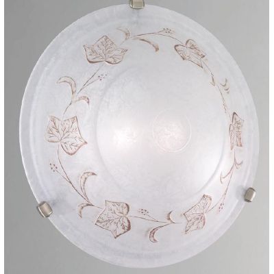 FOGLIA PLAFONIERA ROTONDA D50 IN VETRO CON DECORO EDERA MARRONE CLASSICA ED ECONOMICA CRISTALENSI LUX - Cristalensi Shop Online