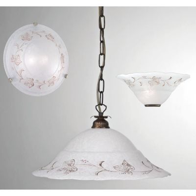 FOGLIA SOSPENSIONE CLASSICA D40 IN VETRO CON DECORO EDERA MARRONE CLASSICA ED ECONOMICA CRISTALENSI LUX - Cristalensi Shop Onlin