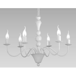 SIENA LAMPADARIO A SOSPENSIONE CLASSICO 6 LUCI BIANCO LAMPADINE A VISTA ECONOMICO CRISTALENSI LUX - Cristalensi Shop Online