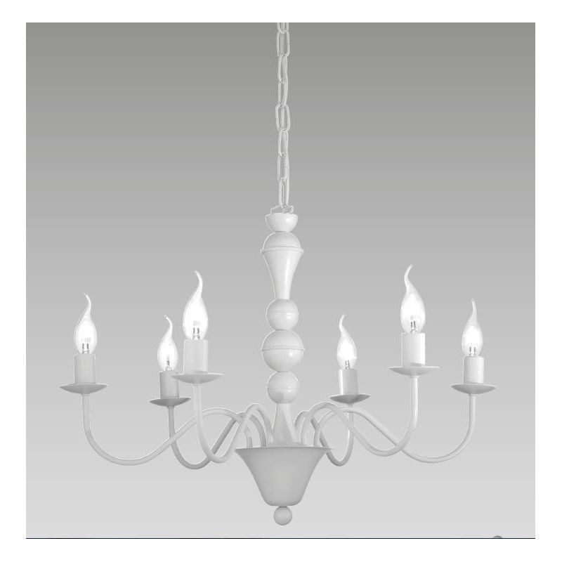 SIENA LAMPADARIO A SOSPENSIONE CLASSICO 6 LUCI BIANCO LAMPADINE A VISTA ECONOMICO CRISTALENSI LUX - Cristalensi Shop Online