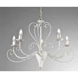 CASABLANCA LAMPADARIO CLASSICO 5 LUCI A BRACCI IN METALLO AVORIO ANTICO CRISTALENSI LUX - Cristalensi Shop Online