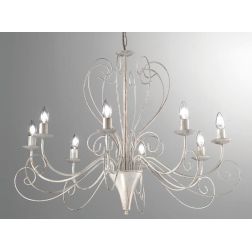CASABLANCA LAMPADARIO CLASSICO 8 LUCI A BRACCI IN METALLO AVORIO ANTICO LAMPADINE A VISTA CRISTALENSI LUX - Cristalensi Shop Onl