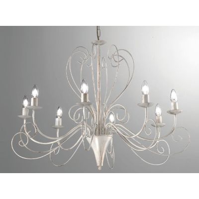CASABLANCA LAMPADARIO CLASSICO 8 LUCI A BRACCI IN METALLO AVORIO ANTICO LAMPADINE A VISTA CRISTALENSI LUX - Cristalensi Shop Onl