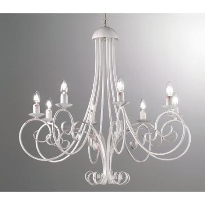 PARIGI LAMPADARIO A BRACCI 8 LUCI IN METALLO BIANCO CON LAMPADINE A VISTA CRISTALENSI LUX - Cristalensi Shop Online