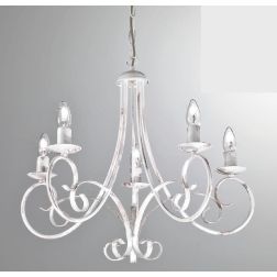 PARIGI LAMPADARIO A BRACCI 5 LUCI IN METALLO BIANCO CON LAMPADINE A VISTA CRISTALENSI LUX - Cristalensi Shop Online