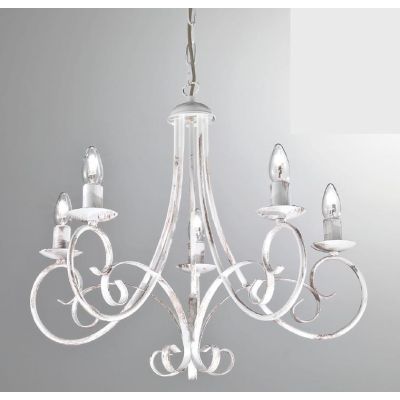 PARIGI LAMPADARIO A BRACCI 5 LUCI IN METALLO BIANCO CON LAMPADINE A VISTA CRISTALENSI LUX - Cristalensi Shop Online