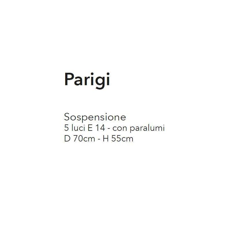 PARIGI LAMPADARIO 5 LUCI A BRACCI IN METALLO BIANCO CON PARALUMI IN TESSUTO PLISSE CRISTALENSI LUX - Cristalensi Shop Online