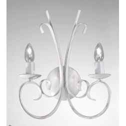 PARIGI APPLIQUE 2 LUCI IN METALLO BIANCO INVECCHIATO CON LAMPADINE A VISTA CRISTALENSI LUX - Cristalensi Shop Online