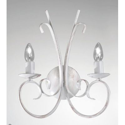 PARIGI APPLIQUE 2 LUCI IN METALLO BIANCO INVECCHIATO CON LAMPADINE A VISTA CRISTALENSI LUX - Cristalensi Shop Online