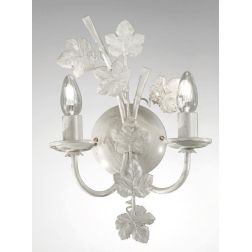 ALBA LAMPADA DA PARETE FLOREALE COLORE AVORIO ANTICO CON 2 LAMPADINE A VISTA CRISTALENSI LUX - Cristalensi Shop Online