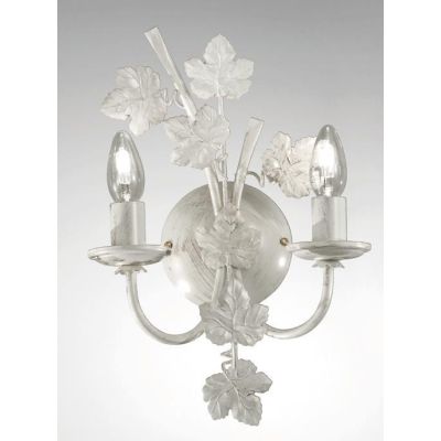 ALBA LAMPADA DA PARETE FLOREALE COLORE AVORIO ANTICO CON 2 LAMPADINE A VISTA CRISTALENSI LUX - Cristalensi Shop Online