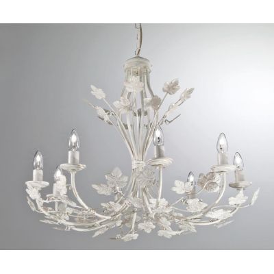 ALBA LAMPADARIO FLOREALE 8 LUCI CLASSICO AVORIO ANTICO CON LAMPADINE A VISTA CRISTALENSI LUX - Cristalensi Shop Online
