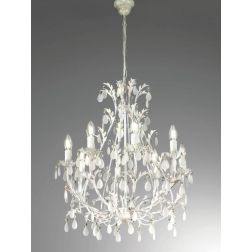 BOTTE GRANDE LAMPADARIO 8 LUCI CLASSICO BIANCO INVECCHIATO CON LAMPADINE A VISTA CRISTALENSI LUX - Cristalensi Shop Online 2