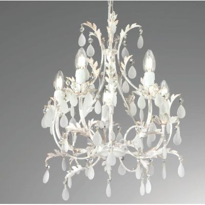 BOTTE LAMPADARIO CLASSICO 5 LUCI BIANCO CON RIFLESSI ORO E CON LAMPADINE A VISTA CRISTALENSI LUX - Cristalensi Shop Online