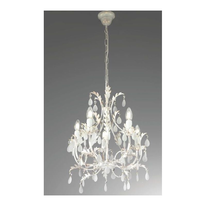 BOTTE LAMPADARIO CLASSICO 5 LUCI BIANCO CON RIFLESSI ORO E CON LAMPADINE A VISTA CRISTALENSI LUX - Cristalensi Shop Online