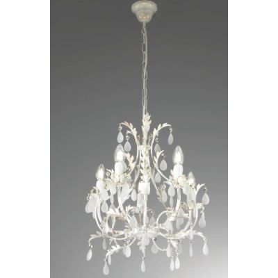 BOTTE LAMPADARIO CLASSICO 5 LUCI BIANCO CON RIFLESSI ORO E CON LAMPADINE A VISTA CRISTALENSI LUX - Cristalensi Shop Online