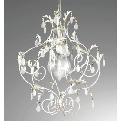 BOTTE SOSPENSIONE CLASSICA COLOR BIANCO CON RIFLESSI ORO E CON LAMPADINA A VISTA CRISTALENSI LUX - Cristalensi Shop Online